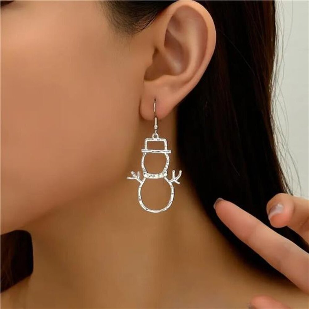 Snowman Zircon Earrings for Women Holiday Sparkle - Picture 2 of 8